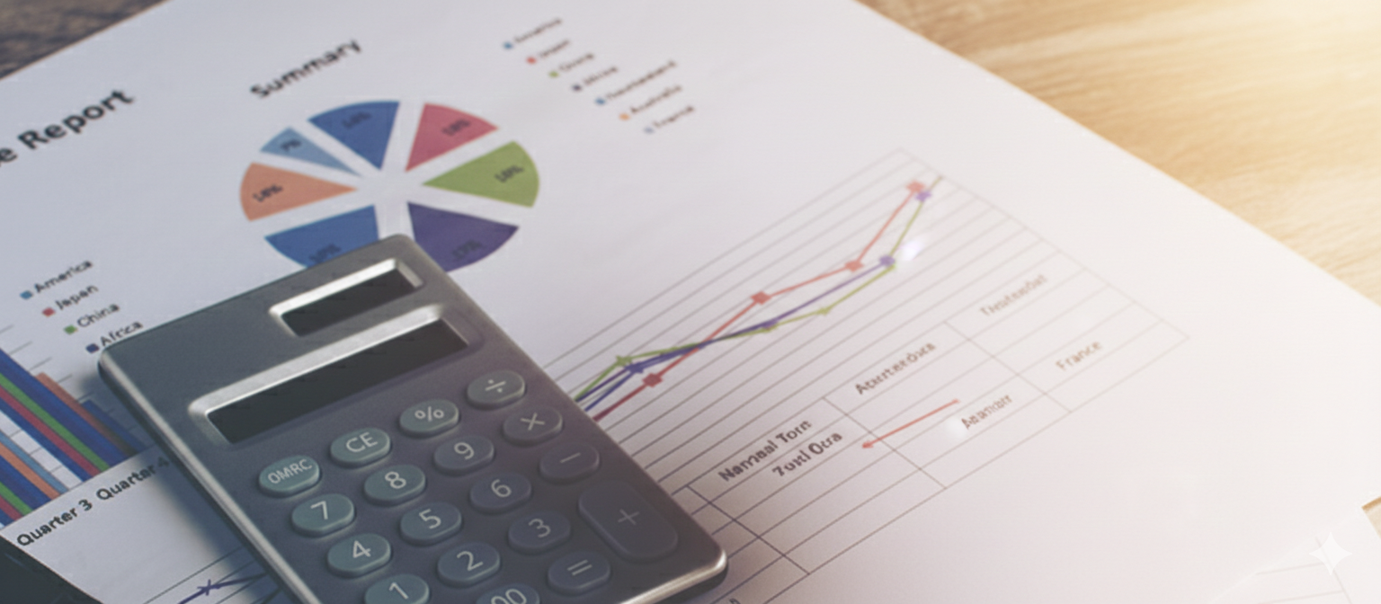 Documentos financieros y calculadoras en un escritorio